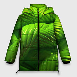 Куртка зимняя женская Объемный зеленый канат, цвет: 3D-красный