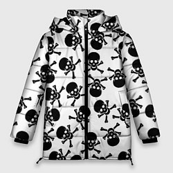 Куртка зимняя женская Черепа и кости паттерном, цвет: 3D-светло-серый