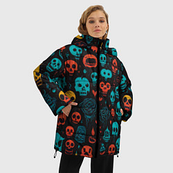 Куртка зимняя женская Skull party, цвет: 3D-черный — фото 2