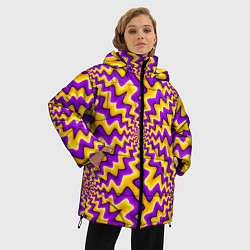 Куртка зимняя женская Желто-фиолетовая иллюзия вращения, цвет: 3D-черный — фото 2