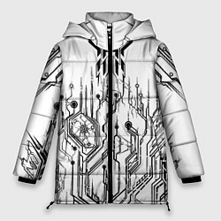 Куртка зимняя женская ЧБ Киберпанк-Модерн, цвет: 3D-светло-серый
