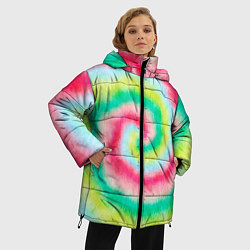 Куртка зимняя женская Тай дай клубничный, цвет: 3D-светло-серый — фото 2