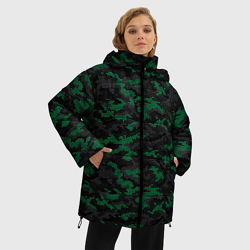 Женская зимняя куртка Точечный камуфляжный узор Spot camouflage pattern / 3D-Светло-серый – фото 3