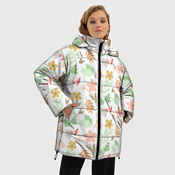 Куртка зимняя женская Листики цветочки, цвет: 3D-черный — фото 2