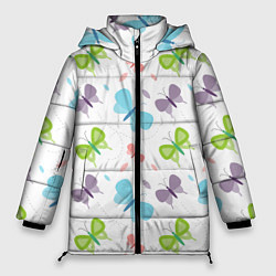 Куртка зимняя женская Милые бабочки, цвет: 3D-красный