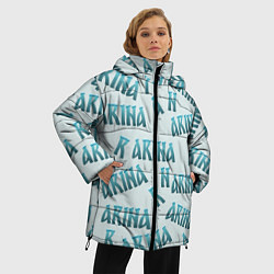 Куртка зимняя женская Арина - текст паттерн, цвет: 3D-светло-серый — фото 2