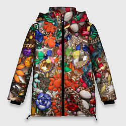 Куртка зимняя женская Камни и драгоценности, цвет: 3D-черный