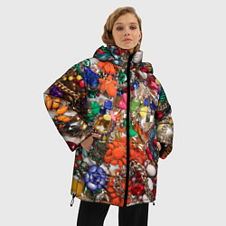 Куртка зимняя женская Камни и драгоценности, цвет: 3D-черный — фото 2