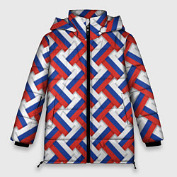 Куртка зимняя женская Россия - плетёнка, цвет: 3D-красный