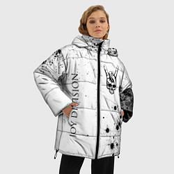 Куртка зимняя женская Joy Division и рок символ на светлом фоне, цвет: 3D-черный — фото 2