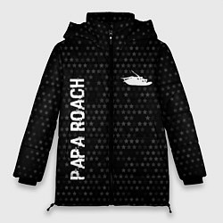Женская зимняя куртка Papa Roach glitch на темном фоне: надпись, символ