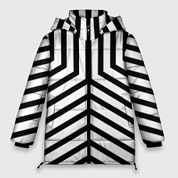Куртка зимняя женская Черно-белые полосы в узоре, цвет: 3D-красный