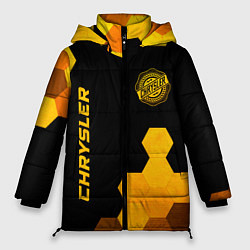 Куртка зимняя женская Chrysler - gold gradient: надпись, символ, цвет: 3D-черный