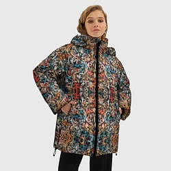 Куртка зимняя женская Каллиграфический паттерн, цвет: 3D-черный — фото 2