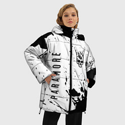 Куртка зимняя женская Paramore и рок символ на светлом фоне, цвет: 3D-черный — фото 2