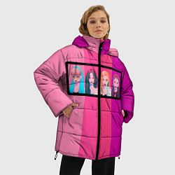 Куртка зимняя женская Группа Black pink на фоне оттенков розового, цвет: 3D-черный — фото 2