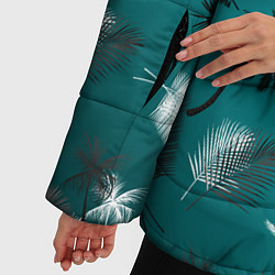 Куртка зимняя женская Летний узор с пальмами, цвет: 3D-черный — фото 2