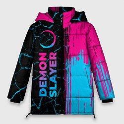 Куртка зимняя женская Demon Slayer - neon gradient: по-вертикали, цвет: 3D-черный