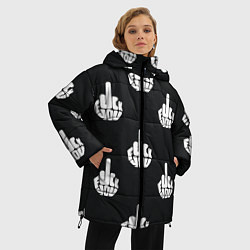 Куртка зимняя женская С факами на английском - паттерн, цвет: 3D-черный — фото 2