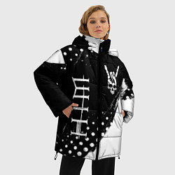 Куртка зимняя женская HIM и рок символ на темном фоне, цвет: 3D-черный — фото 2