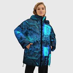Куртка зимняя женская Неоновые плиты из льда, цвет: 3D-красный — фото 2