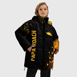 Куртка зимняя женская Papa Roach - gold gradient: надпись, символ, цвет: 3D-черный — фото 2