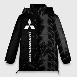 Куртка зимняя женская Mitsubishi speed на темном фоне со следами шин: по, цвет: 3D-черный