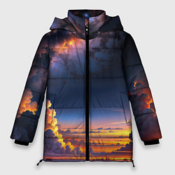 Куртка зимняя женская Млечный путь и облака на закате, цвет: 3D-светло-серый