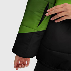 Куртка зимняя женская Black green abstract, цвет: 3D-черный — фото 2
