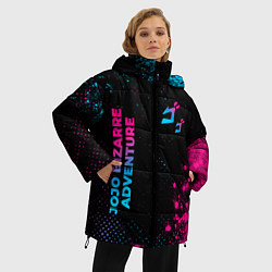 Куртка зимняя женская JoJo Bizarre Adventure - neon gradient: надпись, с, цвет: 3D-черный — фото 2