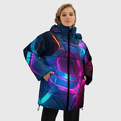 Куртка зимняя женская Неоновый синий фон, цвет: 3D-черный — фото 2