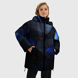 Куртка зимняя женская Черная и голубая текстура, цвет: 3D-черный — фото 2
