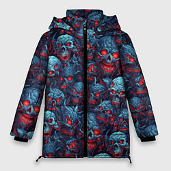 Куртка зимняя женская Monster skulls pattern, цвет: 3D-черный