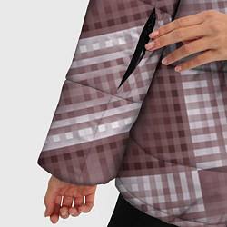 Куртка зимняя женская В коричневых тонах геометрический узор, цвет: 3D-светло-серый — фото 2