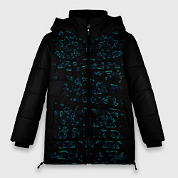 Куртка зимняя женская Абстракция чёрные узоры, цвет: 3D-светло-серый