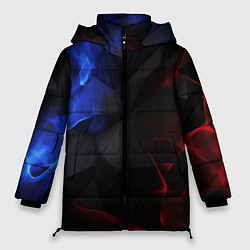 Куртка зимняя женская Красные и синие летящие плиты, цвет: 3D-черный