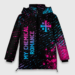 Женская зимняя куртка My Chemical Romance - neon gradient: надпись, симв