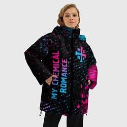 Куртка зимняя женская My Chemical Romance - neon gradient: надпись, симв, цвет: 3D-черный — фото 2
