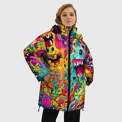 Куртка зимняя женская Космические зубастые чудовища, цвет: 3D-черный — фото 2