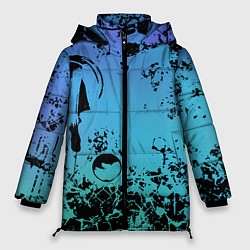 Куртка зимняя женская Неоновый абстрактный фон в граффити стиле, цвет: 3D-черный