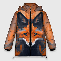 Куртка зимняя женская Нарисованная огненная лиса, цвет: 3D-красный