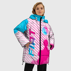 Куртка зимняя женская Fiat neon gradient style: надпись, символ, цвет: 3D-черный — фото 2