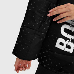Куртка зимняя женская Bon Jovi glitch на темном фоне: надпись, символ, цвет: 3D-черный — фото 2