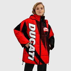 Куртка зимняя женская Ducati - красные волны, цвет: 3D-черный — фото 2