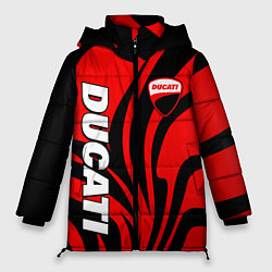 Куртка зимняя женская Ducati - red stripes, цвет: 3D-светло-серый