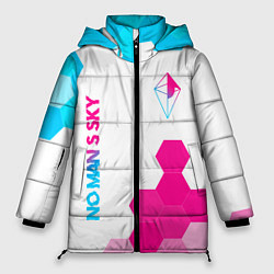 Куртка зимняя женская No Mans Sky neon gradient style: надпись, символ, цвет: 3D-черный