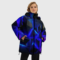 Куртка зимняя женская Разлом плит из неона, цвет: 3D-черный — фото 2