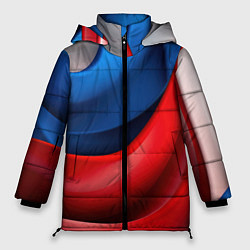 Куртка зимняя женская Объемная абстракция в цветах флага РФ, цвет: 3D-черный