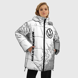Куртка зимняя женская Volkswagen speed на светлом фоне со следами шин: н, цвет: 3D-черный — фото 2