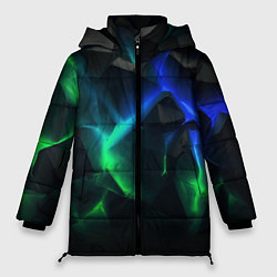 Куртка зимняя женская Разлом синих и зеленых плит, цвет: 3D-красный